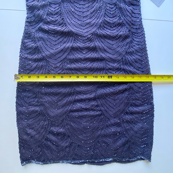 Pisarro Nights NWT Beaded Cap Sleeve Cocktail Dress Slate Purple Lined Size 2 - Picture 16 of 16